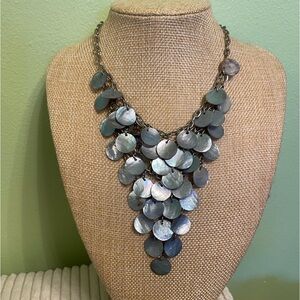 Layered mother of pearl disc necklace